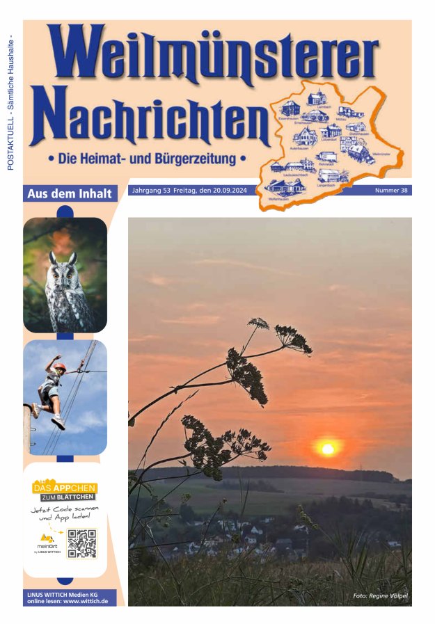 Weilmünsterer Nachrichten Titelblatt 38/2024