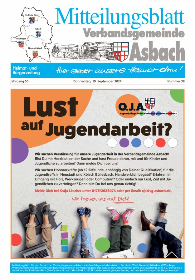 Mitteilungsblatt Verbandsgemeinde Asbach Titelblatt 38/2024