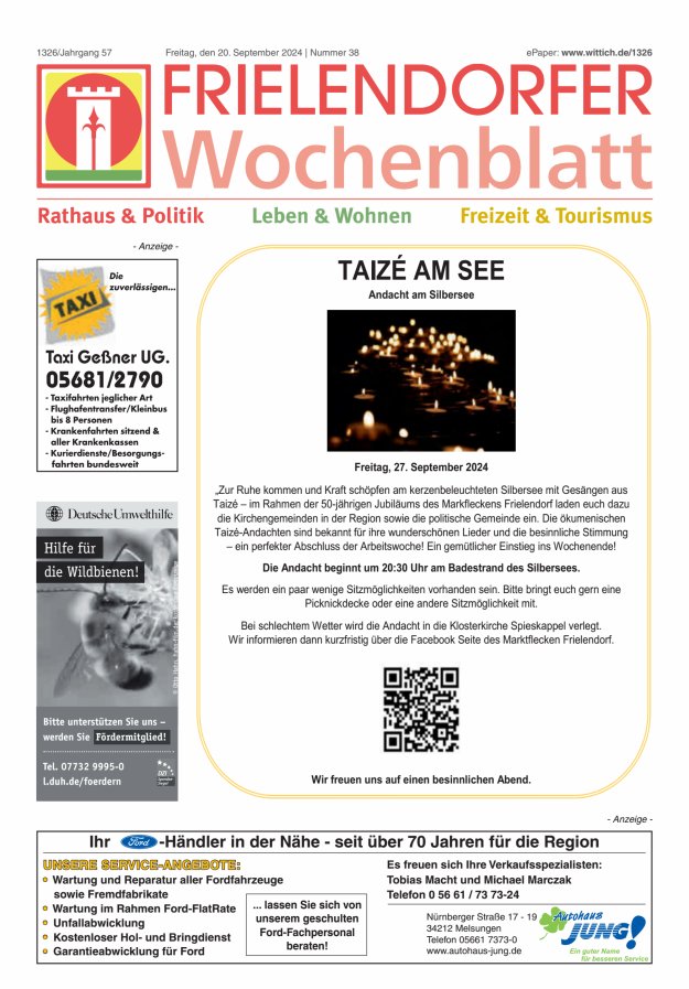 Frielendorfer Wochenblatt Titelblatt 38/2024