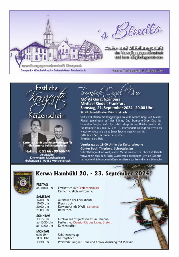 Amts- und Mitteilungsblatt VGem Diespeck Titelblatt 38/2024