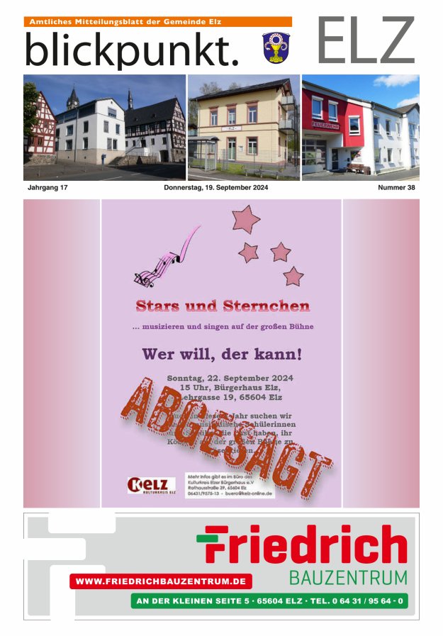 Blickpunkt Elz Titelblatt 38/2024