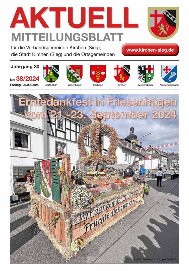 Aktuell - Mitteilungsblatt für die VG Kirchen (Sieg) Titelblatt 38/2024
