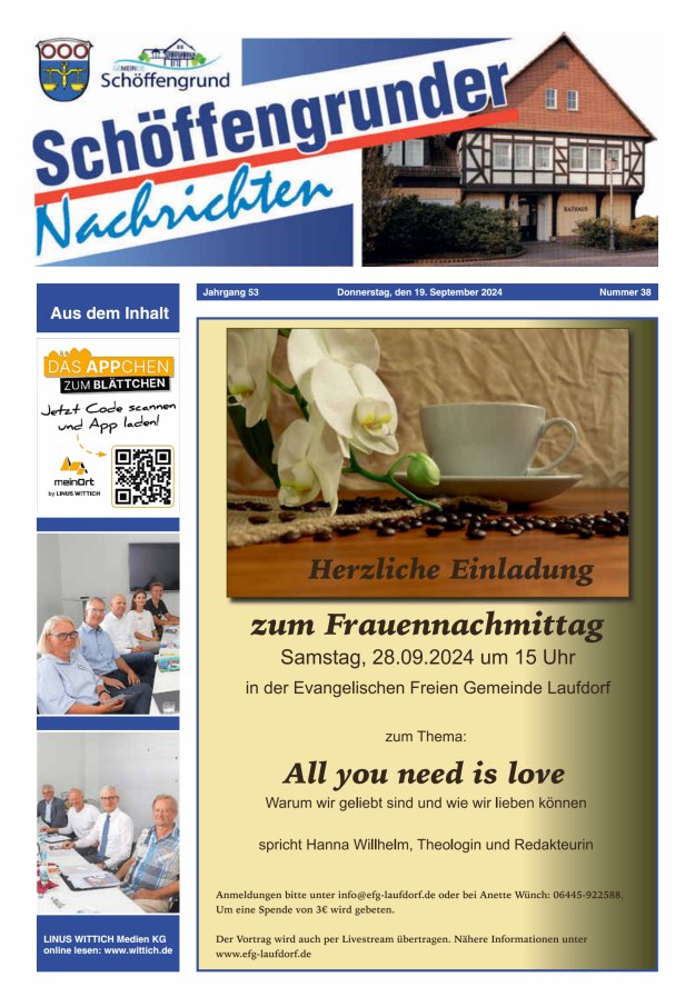 Schöffengrunder Nachrichten Titelblatt 38/2024