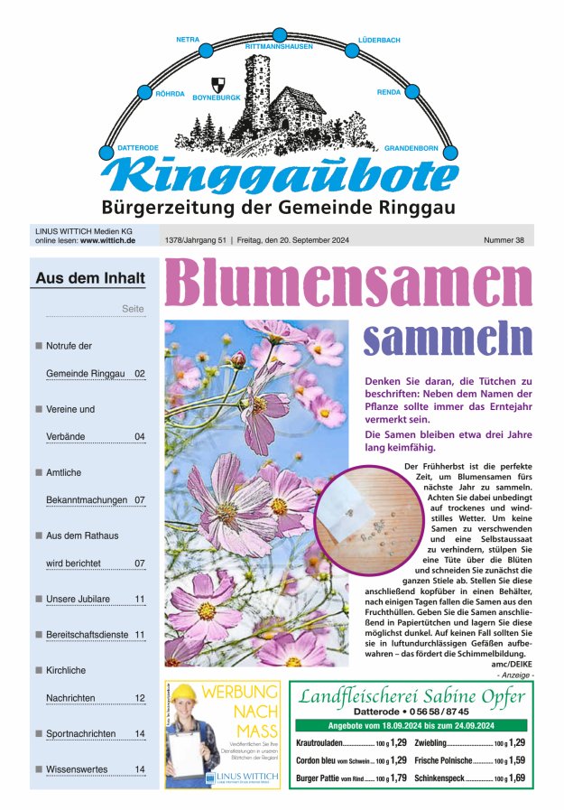 Ringgaubote Titelblatt 38/2024