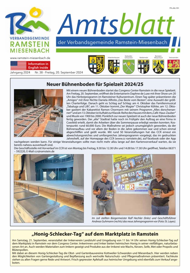 Amtsblatt VG Ramstein-Miesenbach Titelblatt 38/2024