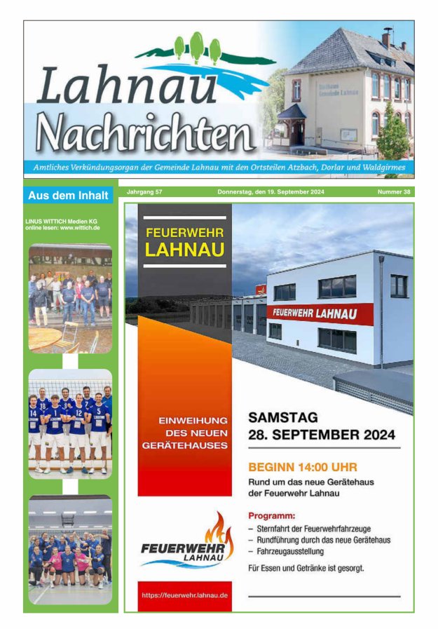 Lahnau Nachrichten Titelblatt 38/2024