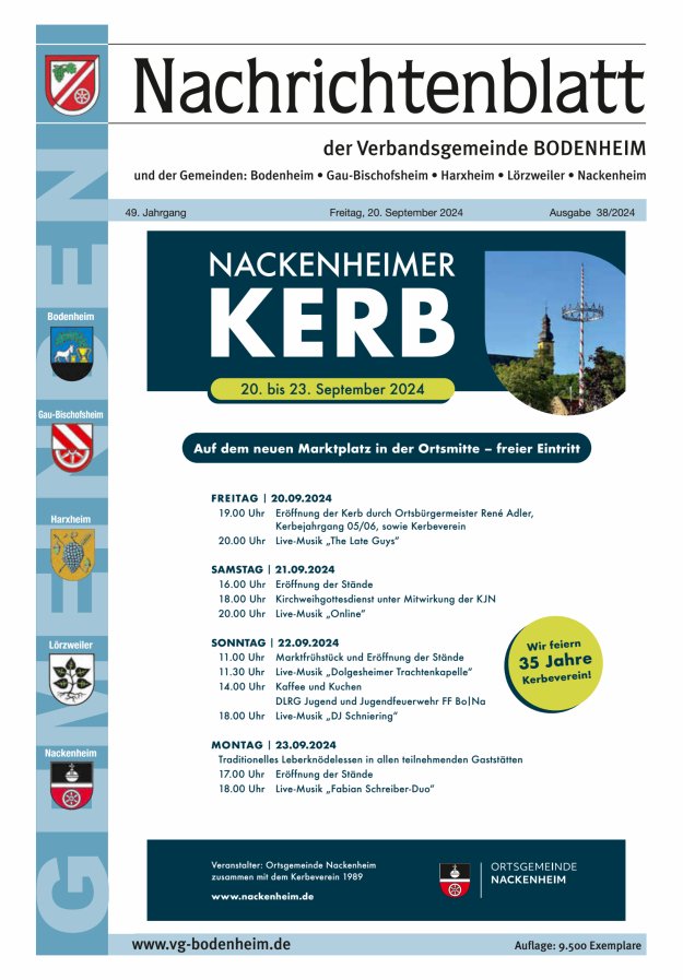 Nachrichtenblatt der VG Bodenheim              Titelblatt 38/2024