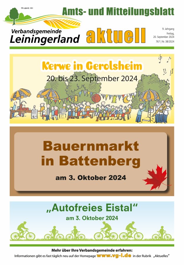 VG Leiningerland aktuell Titelblatt 38/2024