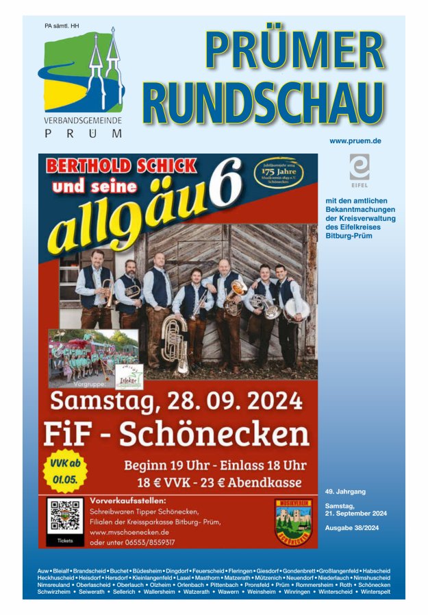 Prümer Rundschau Titelblatt 38/2024