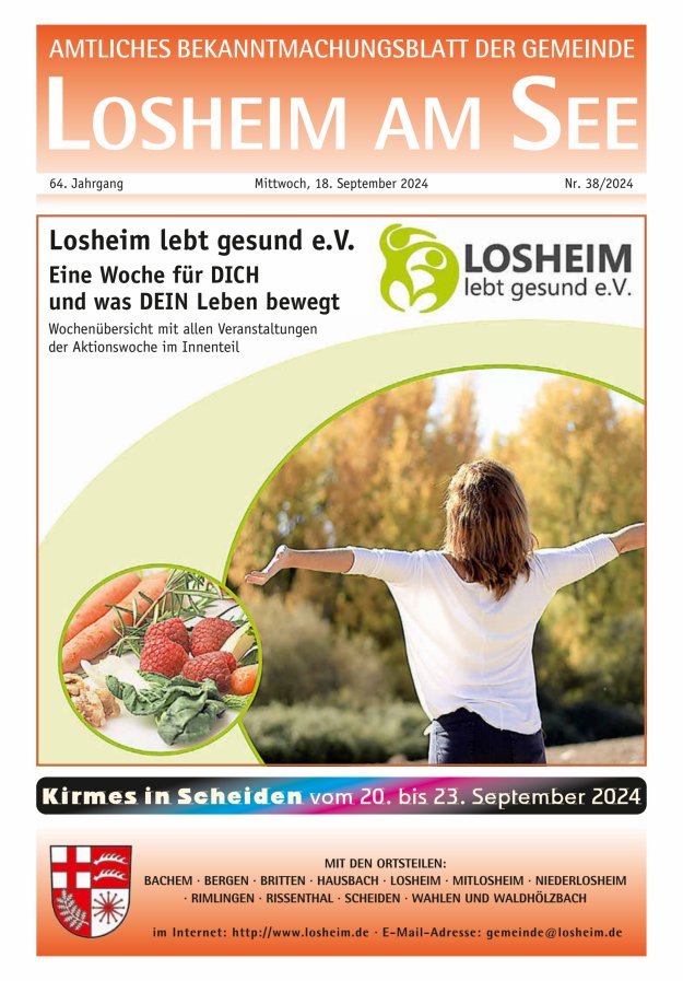Amtliches Bekanntmachungsblatt der Gemeinde Losheim am See Titelblatt 38/2024