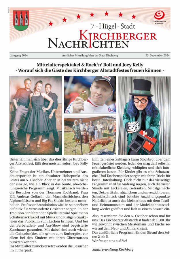 Kirchberger Nachrichten Titelblatt 09/2024