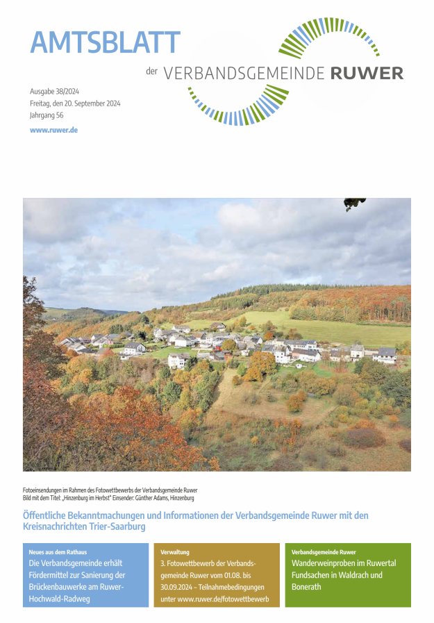 Amtsblatt VG Ruwer Titelblatt 38/2024
