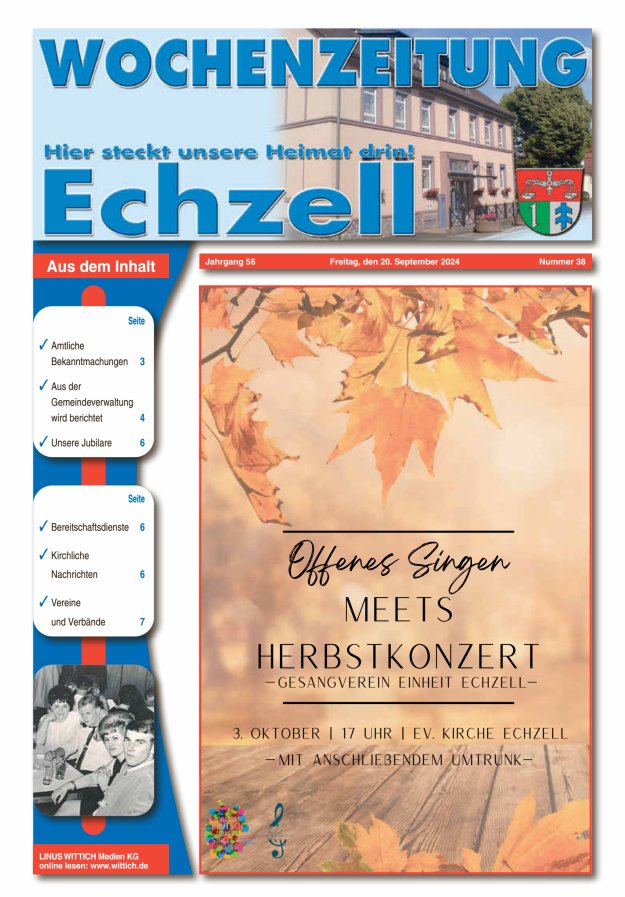 Wochenzeitung für die Gemeinde Echzell Titelblatt 38/2024