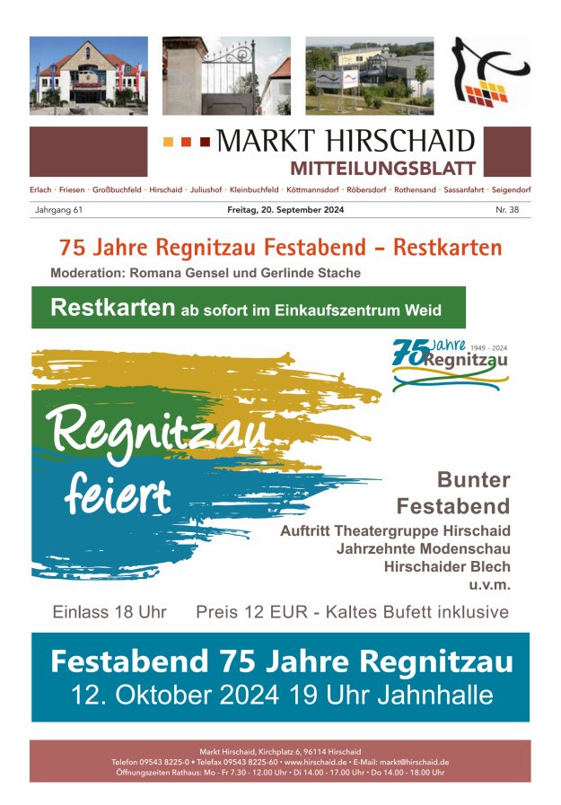 Mitteilungsblatt Markt Hirschaid Titelblatt 38/2024
