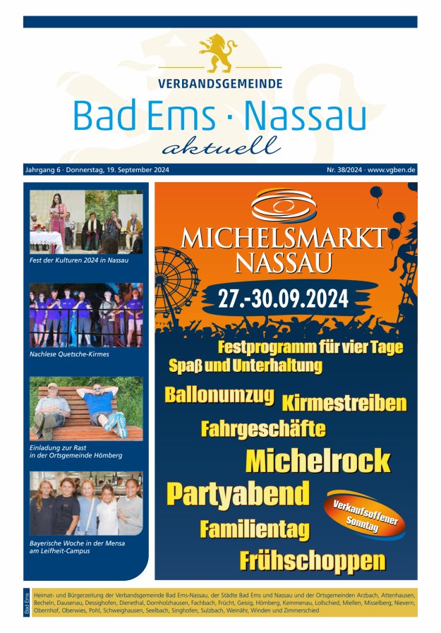 Bad Ems-Nassau aktuell Ausgabe Bad Ems Titelblatt 38/2024