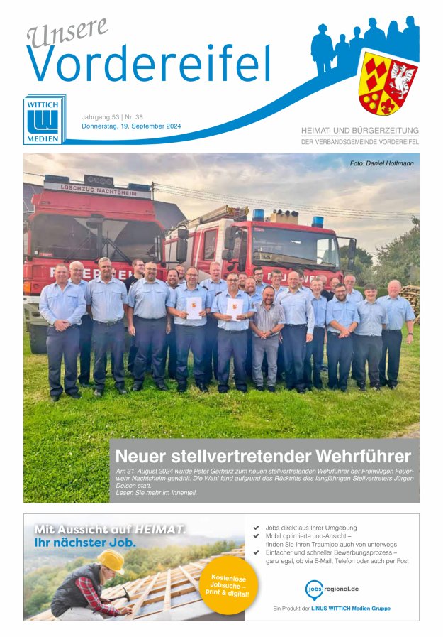 Mitteilungsblatt Vordereifel - Heimat- u Bürgerzeitung der VG Vordereifel Titelblatt 38/2024