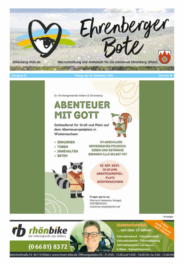 Ehrenberger Bote Titelblatt 38/2024