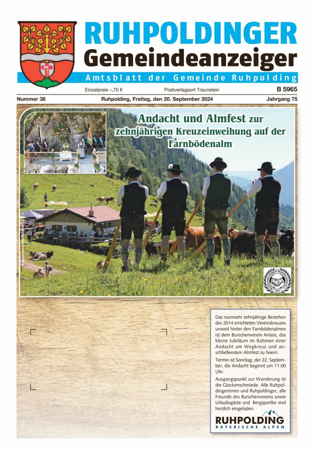 Ruhpoldinger Gemeindeanzeiger Titelblatt 38/2024