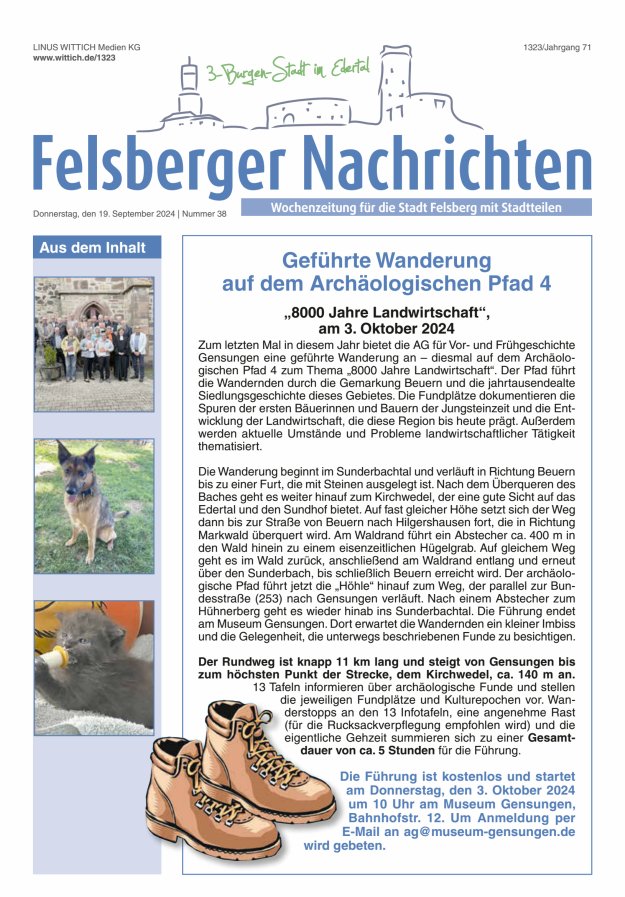 Felsberger Nachrichten Titelblatt 38/2024