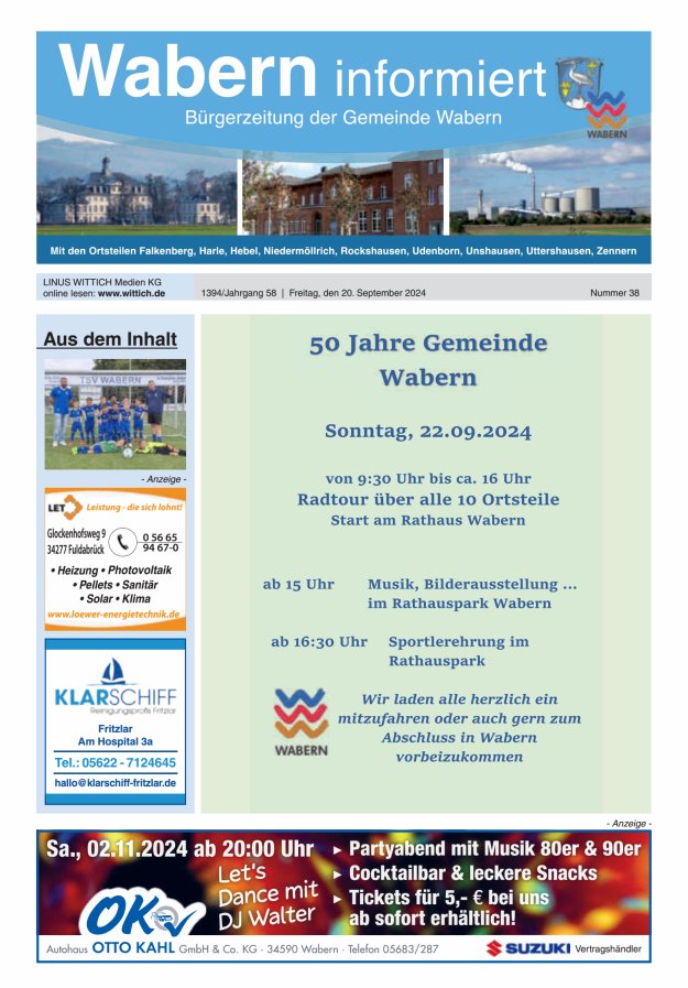 Wabern informiert Titelblatt 38/2024