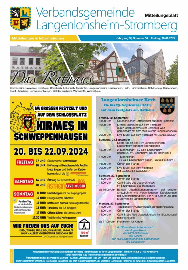 Das Rathaus - MTB d VG Langenlonsheim-Stromberg Titelblatt 38/2024