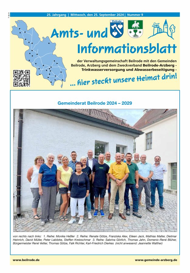 Amts- und Informationsblatt der Verwaltungsgemeinschaft Beilrode Titelblatt 09/2024