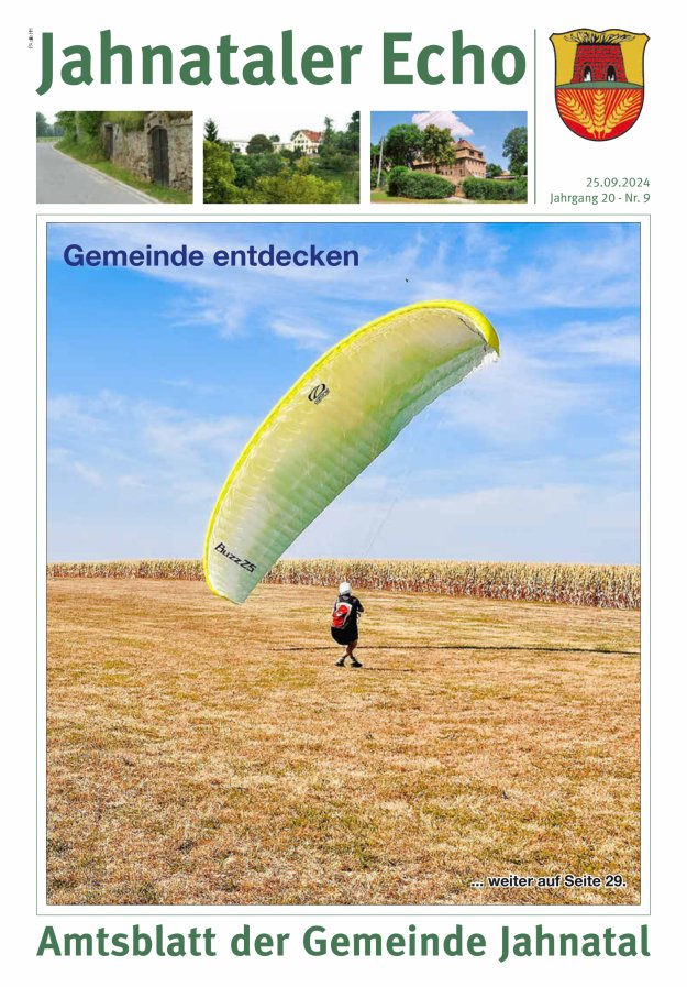 Jahnataler Echo - Amtsblatt der Gemeinde Jahnatal Titelblatt 09/2024