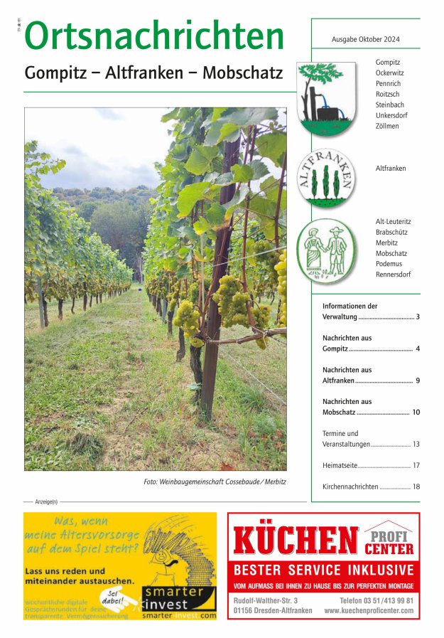 Ortsnachrichten Gompitz - Altfranken - Mobschatz Titelblatt 09/2024