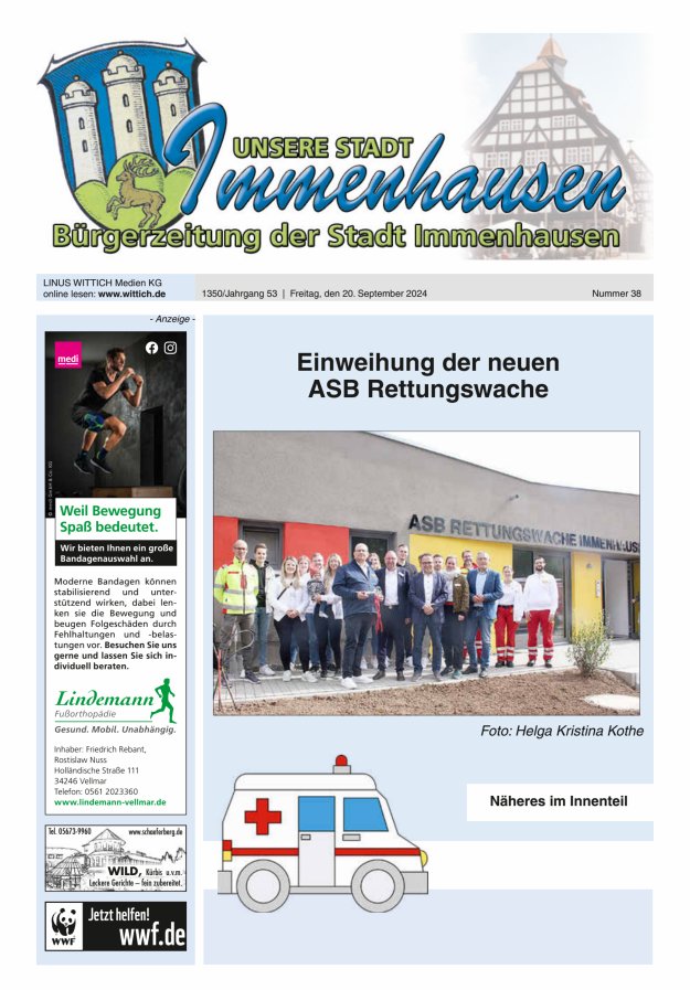 Unsere Stadt Immenhausen Titelblatt 38/2024