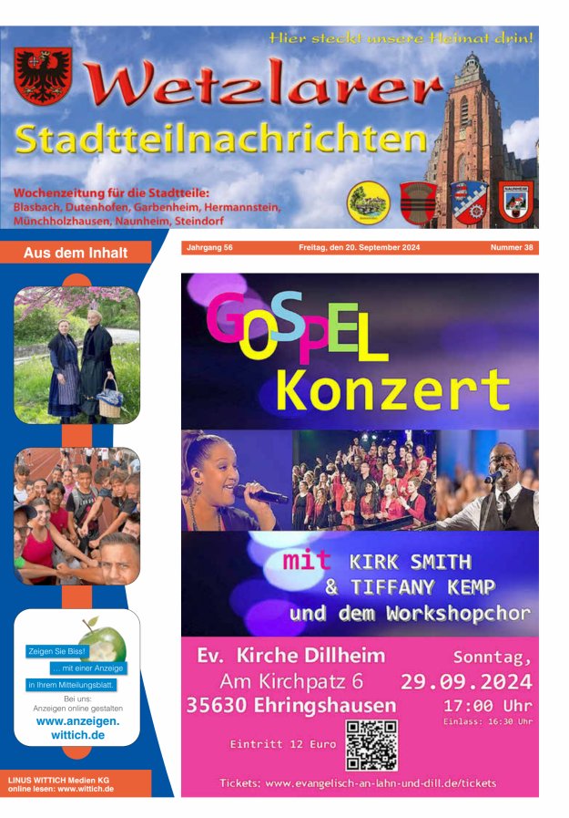 Wetzlarer Stadtteilnachrichten Titelblatt 38/2024