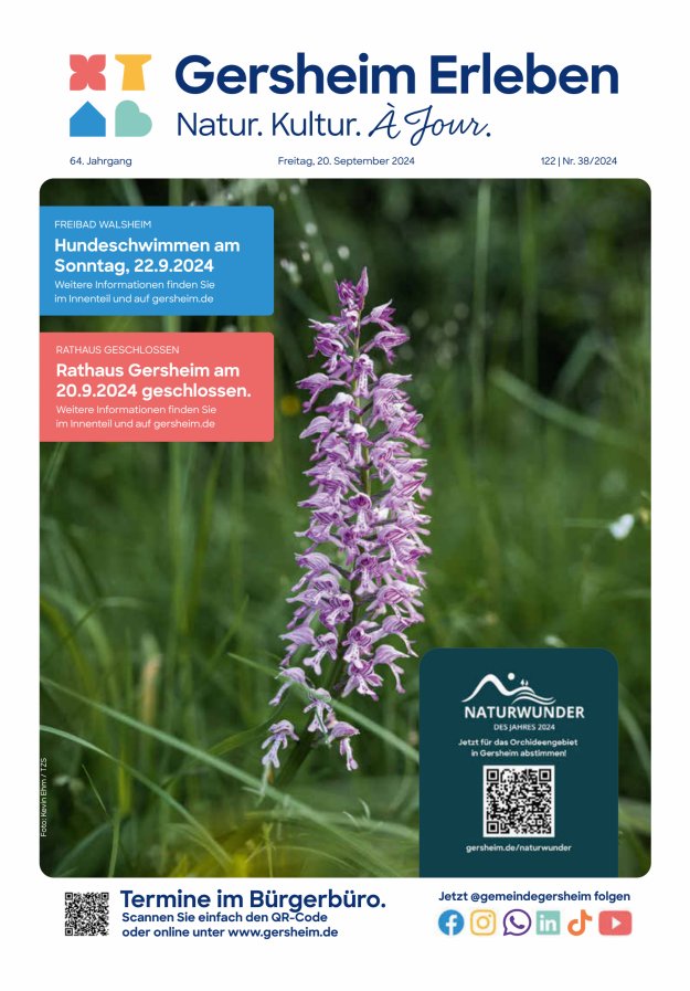 Bekanntmachungsblatt der Gemeinde Gersheim Titelblatt 38/2024