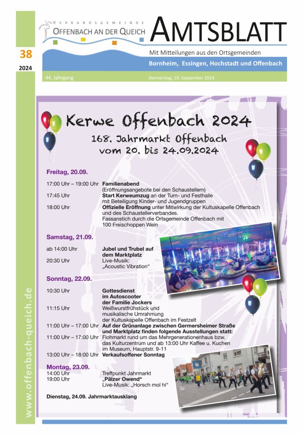 Amtsblatt VG Offenbach an der Queich Titelblatt 38/2024