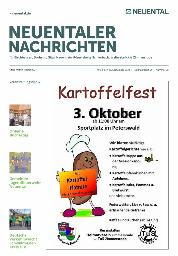 Neuentaler Nachrichten Titelblatt 38/2024