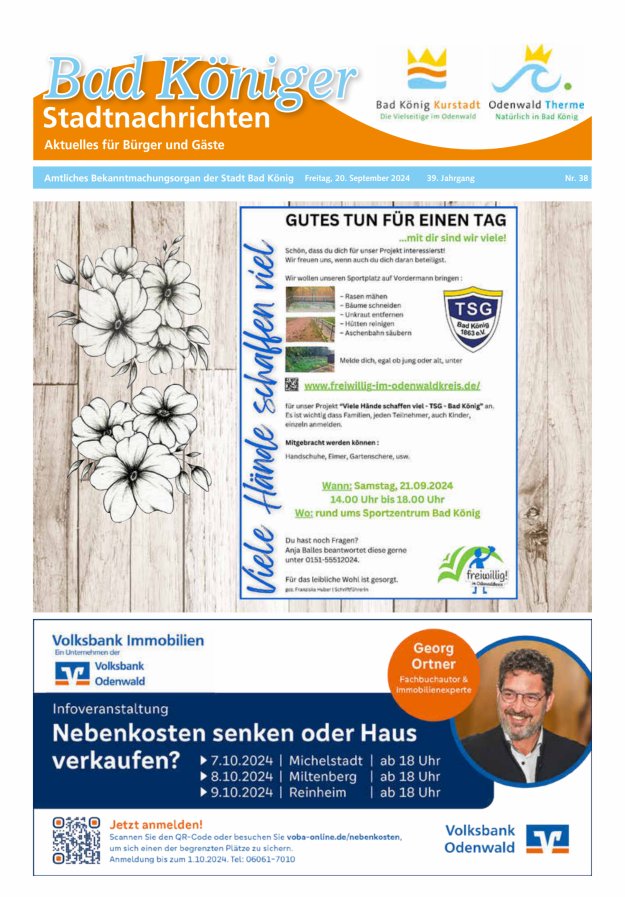 Bad Königer Stadtnachrichten und Badeblatt Titelblatt 38/2024