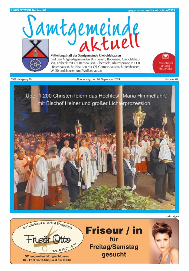 Samtgemeinde aktuell Gieboldehausen Titelblatt 09/2024