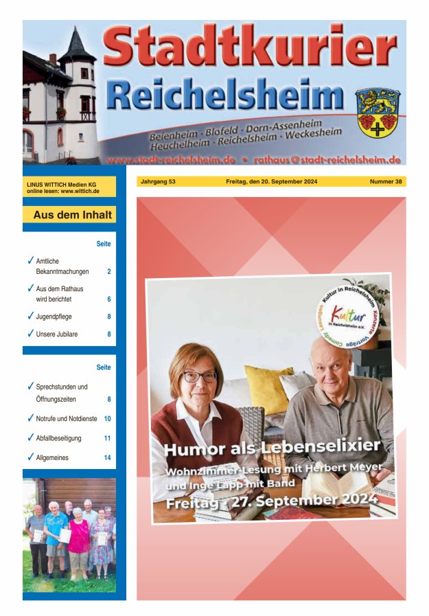 Stadtkurier Reichelsheim Titelblatt 38/2024