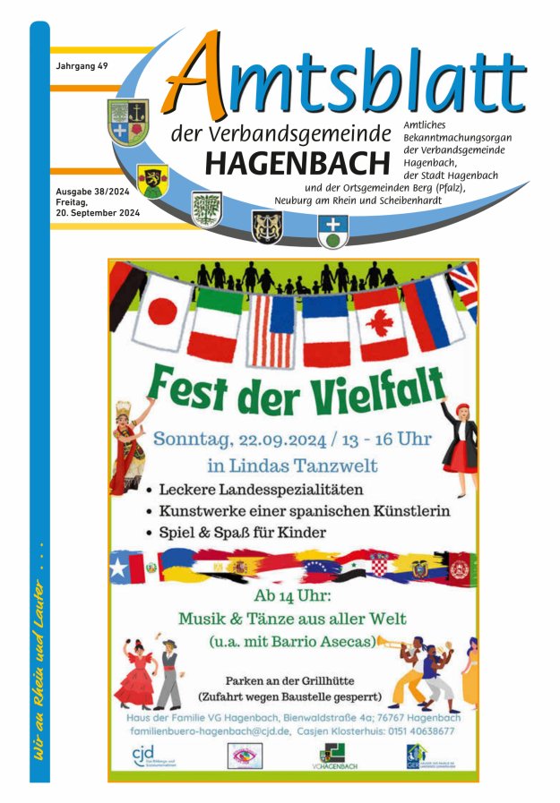 Amtsblatt der VG Hagenbach Titelblatt 38/2024
