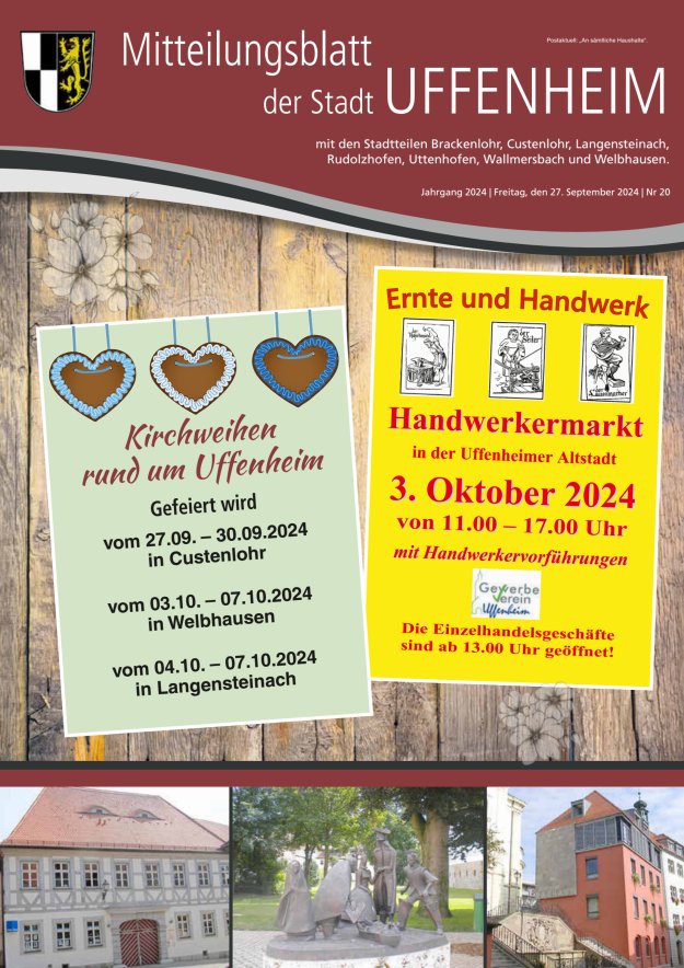 Mitteilungsblatt der Stadt Uffenheim Titelblatt 20/2024