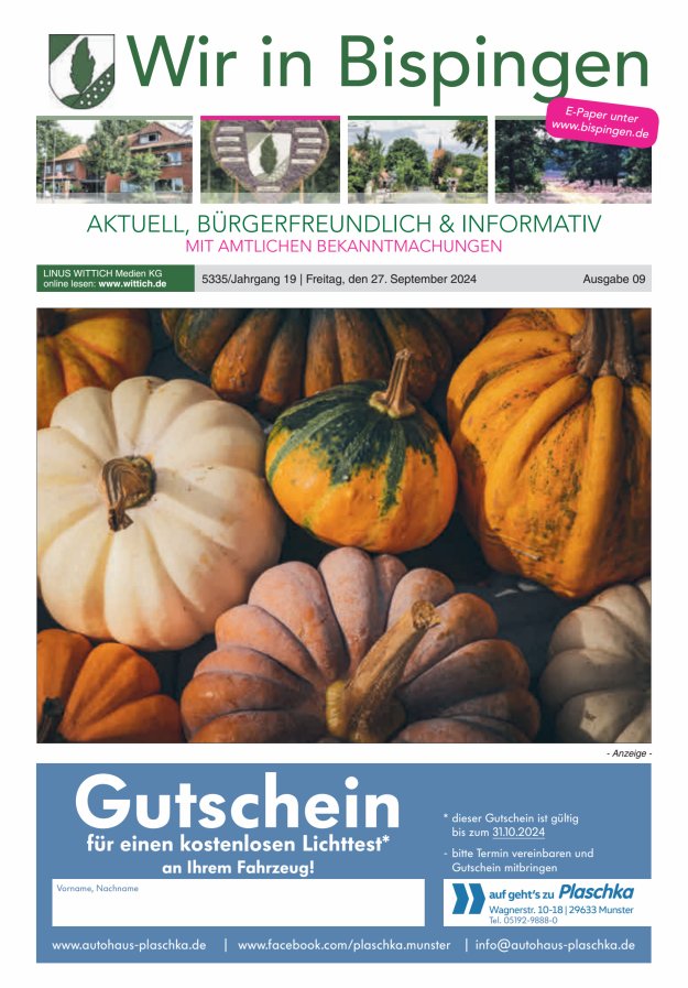 Wir in Bispingen Titelblatt 09/2024