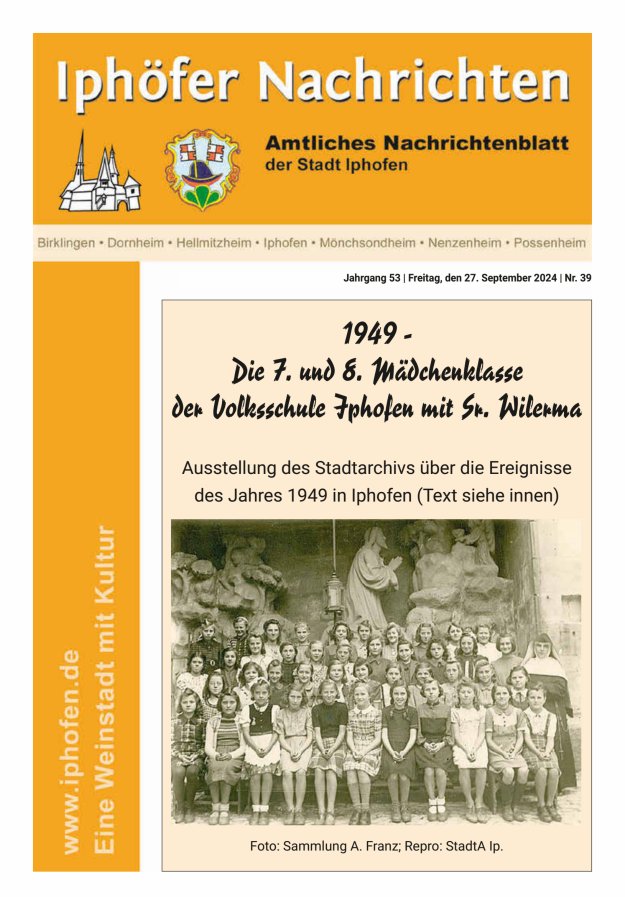 Iphöfer Nachrichten Titelblatt 39/2024