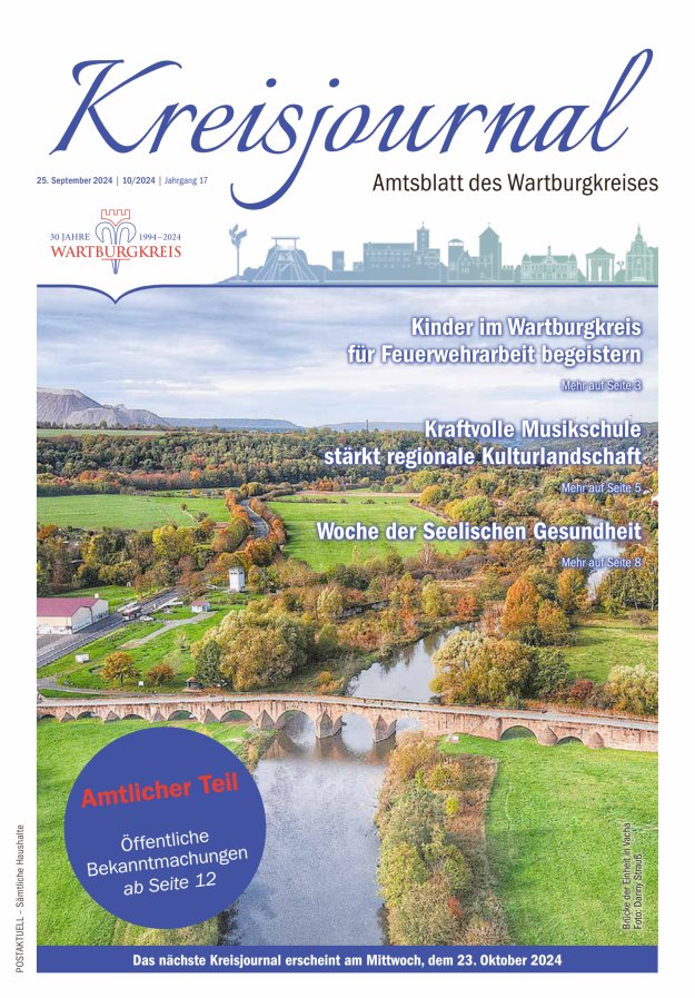 Kreisjournal - Amtliches Veröffentlichungsblatt des Wartburgkreises Titelblatt 10/2024