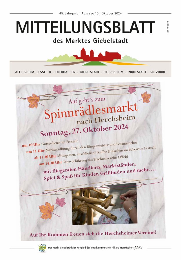 Mitteilungsblatt des Marktes Giebelstadt Titelblatt 10/2024