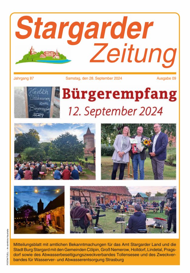 Stargarder Zeitung Titelblatt 09/2024