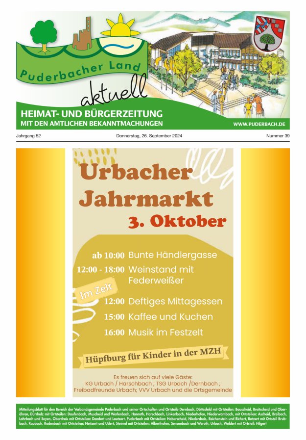 Puderbacher Land aktuell Titelblatt 39/2024