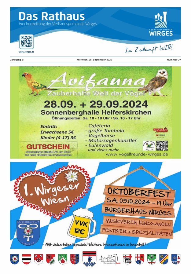 Das Rathaus - Informationen für die Bürger in der VG Wirges Titelblatt 39/2024