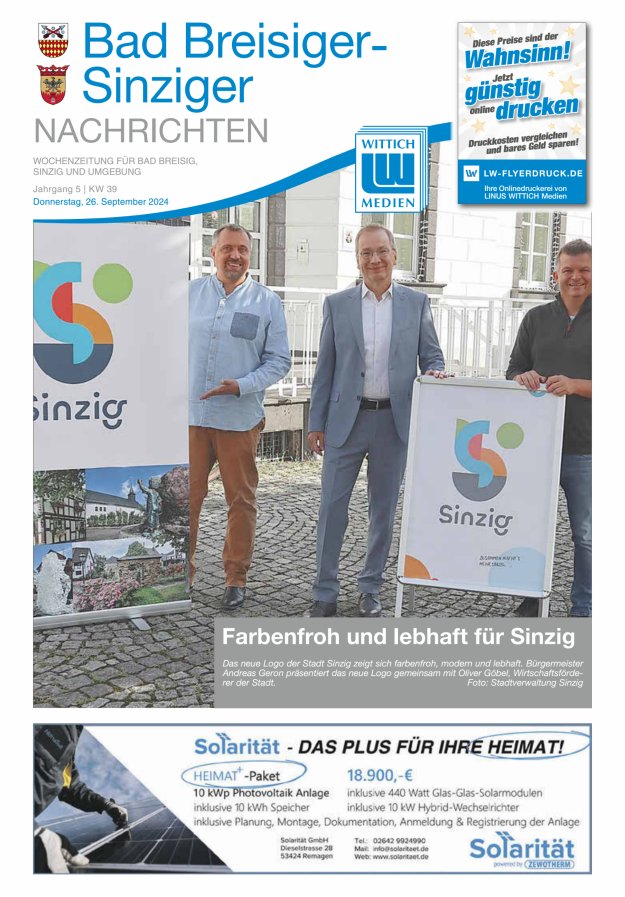 Bad Breisiger-Sinziger Nachrichten Titelblatt 39/2024