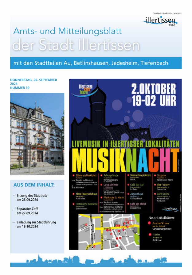 Amts- und Mitteilungsblatt Stadt Illertissen Titelblatt 39/2024