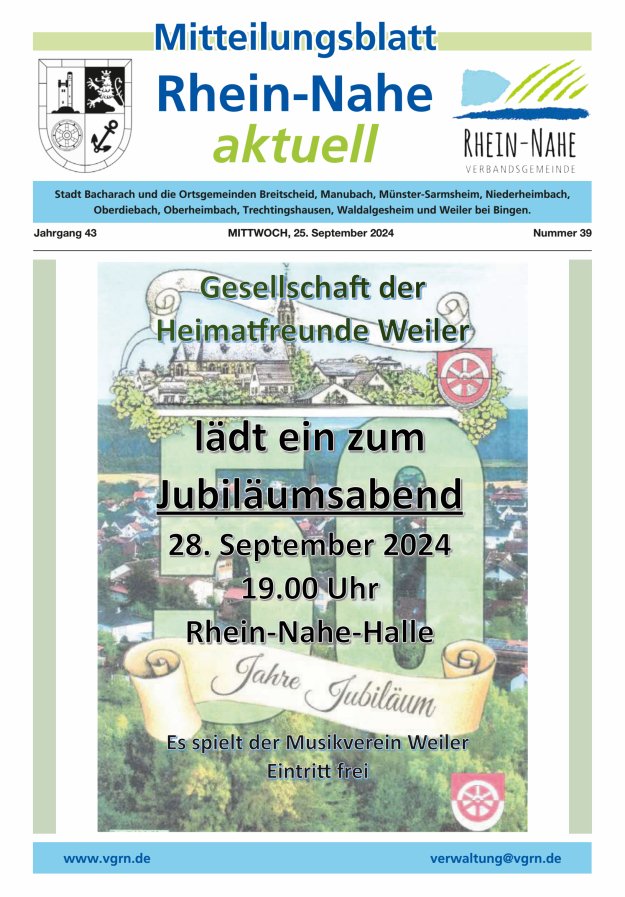 Rhein-Nahe aktuell Titelblatt 39/2024