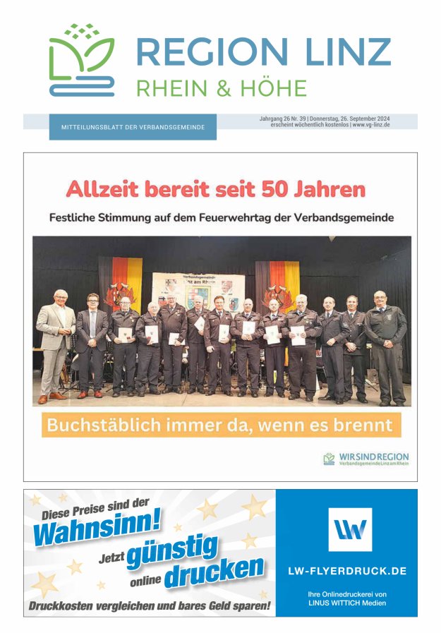 Unsere Verbandsgemeinde Linz am Rhein Titelblatt 39/2024