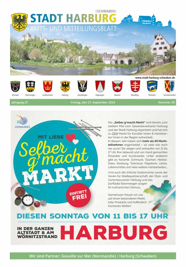 Amts- und Mitteilungsblatt der Stadt Harburg Titelblatt 39/2024